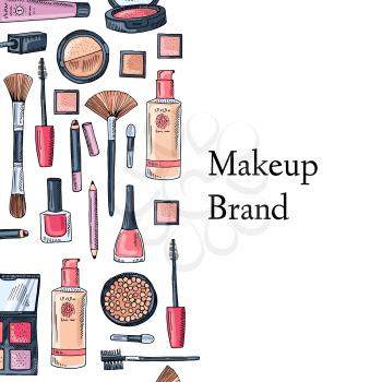 Vector flat style makeup and skincare background with place for text illustration