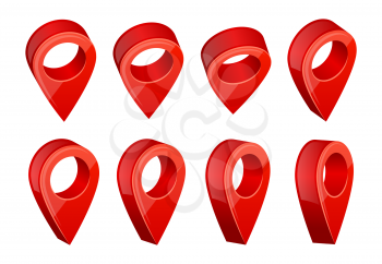 GPS navigation symbols. Realistic pictures of various map pointers. Pin point icon, pointer position for place gps, vector illustration