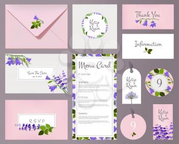 Florals wedding cards. Invited placards floral decoration flower frames vector template. Wedding invitation floral design illustration