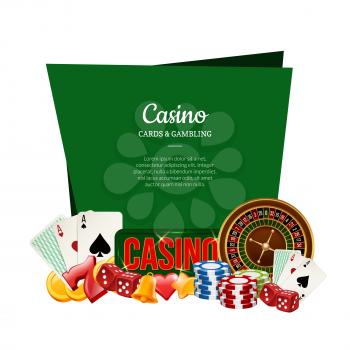 Vector realistic casino gamble below frame with place for text illustration isolated on white