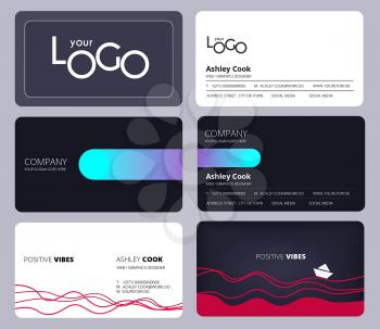 Visiting cards. Business style office identity personal cards design vector template. Illustration of business card with name and personal identity