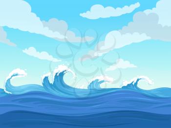 Ocean surface wave seamless. Underwater cartoon liquid pattern river and sea vector background. Illustration of ocean or sea surface wave