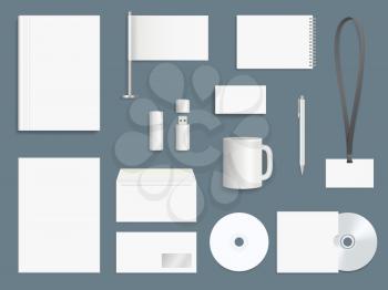 Corporate identity elements. Business stationary mockup collection branding symbols vector design template. Identity branding mockup, stationary office booklet illustration
