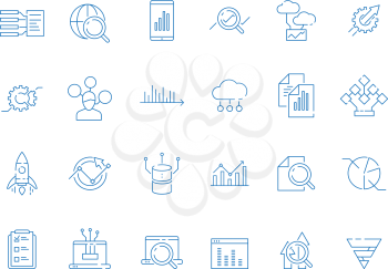 Data analysis symbols. Business diagram analytics symbols strategy icons. Vector analysis data information, business strategy diagram illustration