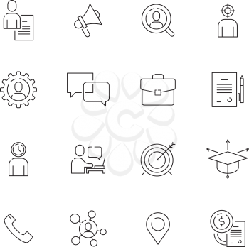 Head hunting icon. Professional top manager work employment job personal ce vector thin line symbols. Illustration of professional headhunting to job