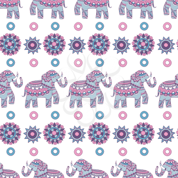 Indian elephant seamless pattern. Animal decorated illustrations indian vector colored background. Elephant animal indian, pattern seamless decorative