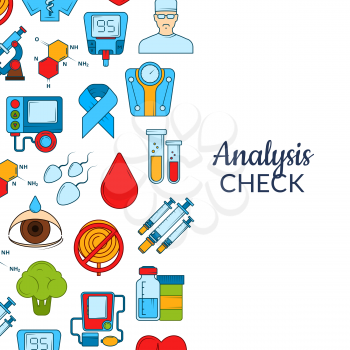 Vector colored diabetes icons background with place for text illustration