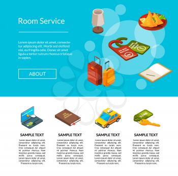Vector 3d isometric hotel icons landing web page template illustration
