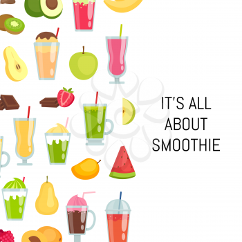 Vector flat smoothie elements background with place for text illustration. Colored web banner and poster