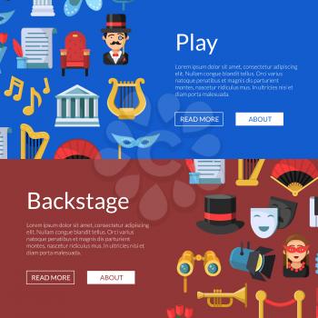 Vector flat theatre icons web banner and poster page web templates illustration