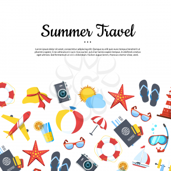 Vector travel elements background with place for text illustration. Summer travel banner