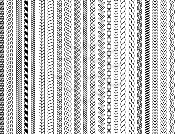 Plaits pattern. Ornamental braids knitting cable fashion textile structures graphic vector seamless illustrations. Pattern cable and knitwear, plait and braid