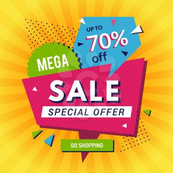 Promo poster. Big sales discount announce shopping banners advertising background vector template. Sale discount, promotion price special offer illustration