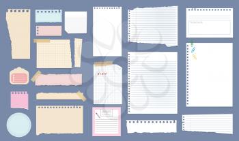 Paper notes. Copybook linear pages lists of notebooks different sizes stripped notes vector. Sheet paper stationery, checkered note page, notepaper different illustration