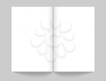 Realistic open magazine mockup. White empty book. Sketchbook, notebook or planner with blank pages vector illustration. Blank paper white, magazine page, empty catalog
