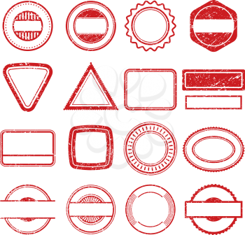 Rubber stamp frames. Grunge scratching post tampon insignia stamp vector templates isolated. Illustration of insignia stamp grunge, rubber post seal