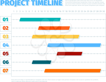 Project schedule. Agenda dates ui interface for project management timeline history business vector template. Presentation schedule agenda workflow, timeline graphic process illustration