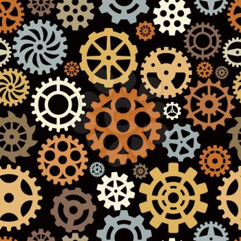 Gears pattern. Round shape technical circle shapes mechanical vector seamless background. Gear seamless pattern, cogwheel repetition illustration