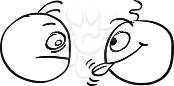 Cartoon vector of two men looking at each other, one of them is crazy sticking out his tongue.