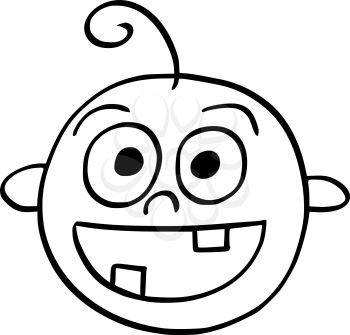 Hand  drawing cartoon vector illustration of happy smiling baby face.