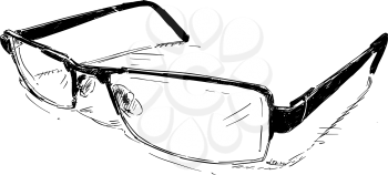 Vector artistic pen and ink sketch drawing illustration of glasses.