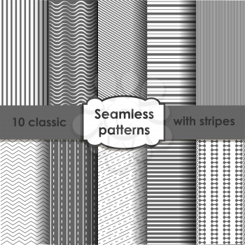 Set of classic grey seamless striped patterns. EPS10