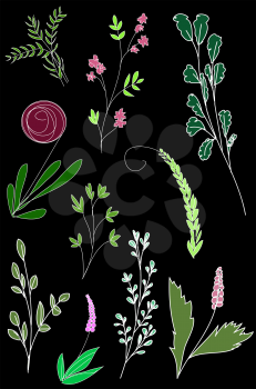 Vector grass background, floral pattern, plants ornament. Eps8