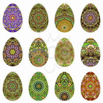 Easter egg design set decorated in orient style. Vector EPS10