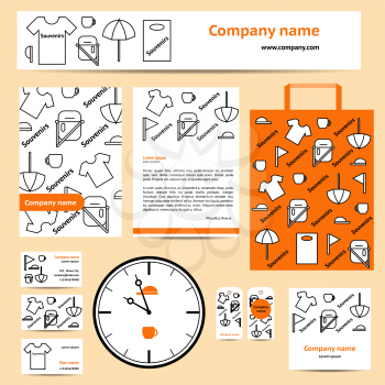 Stationery set design template. Corporate identity design for souvenir company.