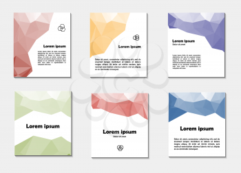 Set of Flyer, Brochure Design Templates. Geometric Triangular Abstract Modern Backgrounds. Poligonal Technology Style Cards Collection. Beautiful Vector Frames.