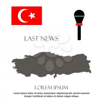 breaking news design. Republic of Turkey recent events. Last news in country. Turkish map and flag. Can be used as banner of last news for web sites, tv etc.