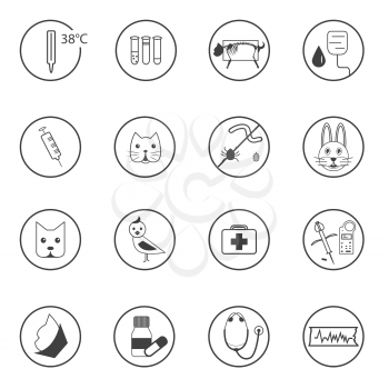 A set of flat icons pets of Veterinary with different animals