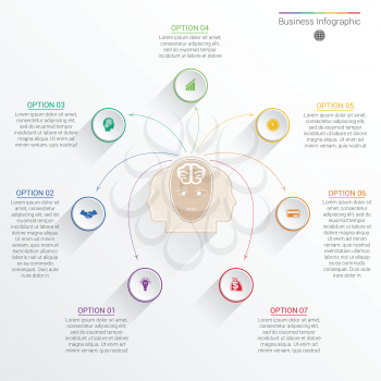 Element for template infographic business concept with seven options, parts, or processes.