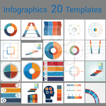Infographics 20 Templates, text area on  four position , Can be used for workflow process, business banner, diagram, number options, work plan, web design.