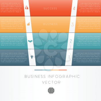 Colour strips vector illustration template of business infographic numbered four position