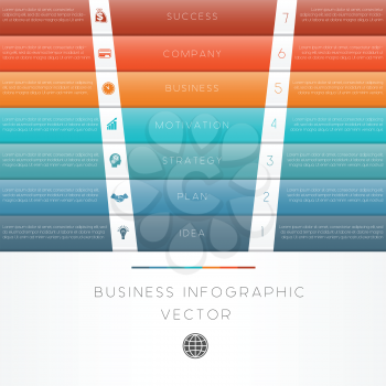 Colour strips vector illustration template of business infographic numbered seven position