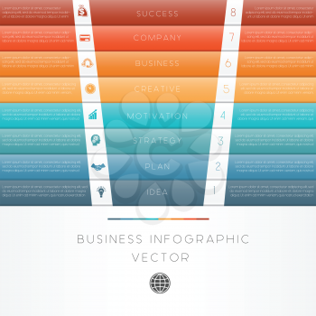 Colour strips vector illustration template of business infographic numbered eight position
