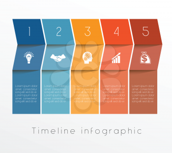 Template Conceptual Business Timeline Infographic design for five position can be used for workflow, banner, diagram, web design, area chart