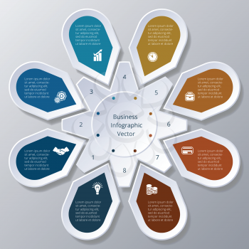Business Infographic eight Points arranged in circle gear