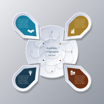 Business Infographic four Points arranged in circle gear