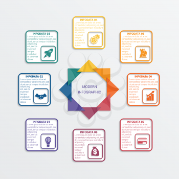 Colour triangles modern infographic template for business concept with 8 steps. 