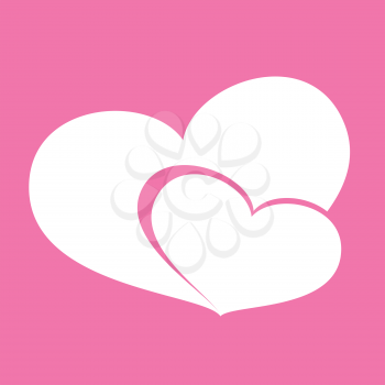 Icon white hearts valentine day on pink background