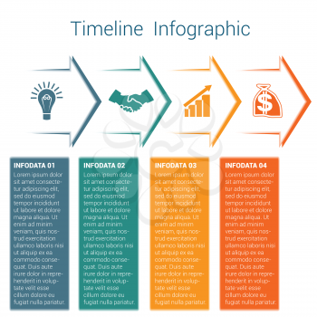 Set horizontal color arrows, template infographic for four position, options, steps or processes. Business creative concept data visualization.