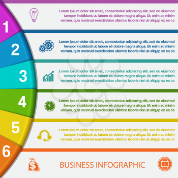 Infographics strips and colorful semicircle for business conceptual cyclic processes on eight positions possible to use for workflow, banner, diagram, web design, timeline, area chart