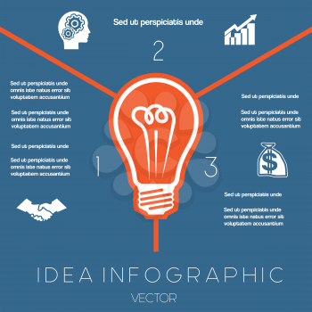 Idea Business Concept. Light bulb infographics template on three positions possible to use for workflow, banner, diagram,  web design, timeline, area chart