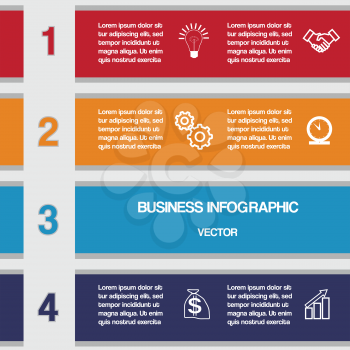 Four colour strips, template infographics for business conceptual cyclic processes , workflow, banner, diagram, web design, timeline, area chart