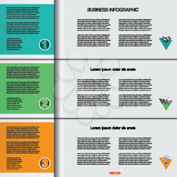 Infographic for success business project, workflow, web design, advertising banner and other Your variant. Vector illustration template, from horizontal strips with text areas on three options