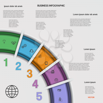 Infographic business process or workflow for Your  project. Vector illustration template with text areas on 5 positions