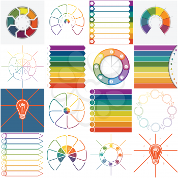 16 vector templates, Infographics cyclic processes, text area for eight position possible to use for work flow, banner, diagram, web design
