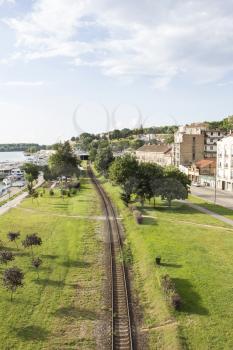 View At The Railroad, River And Sky From The Bridge In Belgrade City